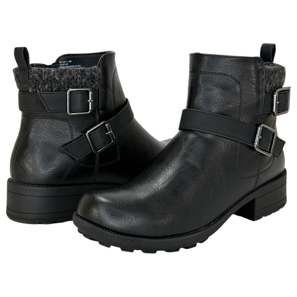 Easy Works by Easy Street Kourt Black Faux Leather Womens Ankle Boots Size 8M - Picture 12 of 13